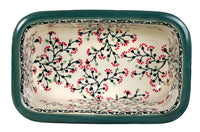 A picture of a Polish Pottery Bread Baker (Cherry Blossom) | Z150S-DPGJ as shown at PolishPotteryOutlet.com/products/bread-server-cherry-blossom