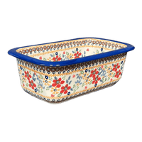 A picture of a Polish Pottery Bread Baker (Ruby Duet) | Z150S-DPLC as shown at PolishPotteryOutlet.com/products/bread-server-duet-in-ruby