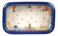A picture of a Polish Pottery Bread Baker (Brilliant Garden) | Z150S-DPLW as shown at PolishPotteryOutlet.com/products/bread-server-brilliant-garden