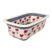 A picture of a Polish Pottery Bread Baker (Poppy Garden) | Z150T-EJ01 as shown at PolishPotteryOutlet.com/products/bread-server-poppy-garden