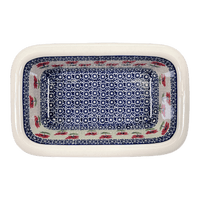 A picture of a Polish Pottery Bread Baker (Poppy Garden) | Z150T-EJ01 as shown at PolishPotteryOutlet.com/products/bread-server-poppy-garden