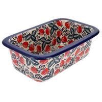 A picture of a Polish Pottery Bread Baker (Strawberry Fields) | Z150U-AS59 as shown at PolishPotteryOutlet.com/products/bread-server-strawberry-fields
