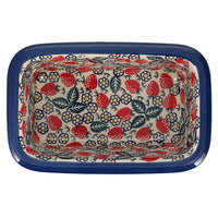 A picture of a Polish Pottery Bread Baker (Strawberry Fields) | Z150U-AS59 as shown at PolishPotteryOutlet.com/products/bread-server-strawberry-fields