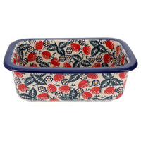 A picture of a Polish Pottery Bread Baker (Strawberry Fields) | Z150U-AS59 as shown at PolishPotteryOutlet.com/products/bread-server-strawberry-fields