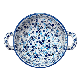 Polish Pottery Small Round Casserole (Scattered Blues) | Z153S-AS45 Additional Image at PolishPotteryOutlet.com