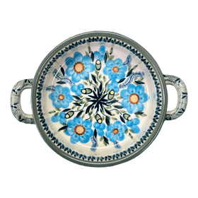 Polish Pottery Small Round Casserole (Baby Blue Blossoms) | Z153S-JS49 Additional Image at PolishPotteryOutlet.com
