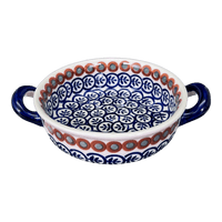 A picture of a Polish Pottery Small Round Casserole (Olive Garden) | Z153T-48 as shown at PolishPotteryOutlet.com/products/small-round-casserole-w-handles-olive-garden-z153t-48
