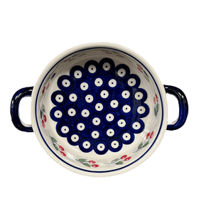 Polish Pottery Small Round Casserole W/Handles (Cherry Dot) | Z153T-70WI Additional Image at PolishPotteryOutlet.com