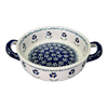 Polish Pottery Small Round Casserole W/Handles (Forget Me Not) | Z153T-ASS at PolishPotteryOutlet.com