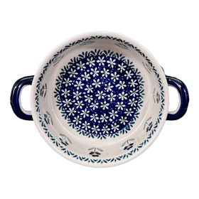Polish Pottery Small Round Casserole W/Handles (Forget Me Not) | Z153T-ASS Additional Image at PolishPotteryOutlet.com