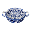 Polish Pottery Small Round Casserole W/Handles (Kitty Cat Path) | Z153T-KOT6 at PolishPotteryOutlet.com