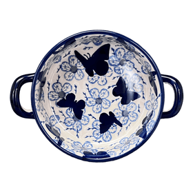 Polish Pottery Small Round Casserole (Blue Butterfly) | Z153U-AS58 Additional Image at PolishPotteryOutlet.com