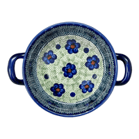 A picture of a Polish Pottery Small Round Casserole W/Handles (Violet Storm) | Z153U-ASZ as shown at PolishPotteryOutlet.com/products/small-round-casserole-w-handles-violet-storm-z153u-asz