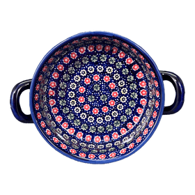 Polish Pottery Small Round Casserole (Rings of Flowers) | Z153U-DH17 Additional Image at PolishPotteryOutlet.com