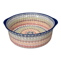 A picture of a Polish Pottery 10" Deep Round Baker (Speckled Rainbow) | Z155M-AS37 as shown at PolishPotteryOutlet.com/products/deep-round-baker-speckled-rainbow-z155m-as37