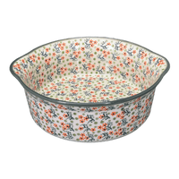 A picture of a Polish Pottery 10" Deep Round Baker (Peach Blossoms) | Z155S-AS46 as shown at PolishPotteryOutlet.com/products/deep-round-baker-peach-blossoms-z155s-as46