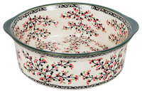 A picture of a Polish Pottery 10" Deep Round Baker (Cherry Blossom) | Z155S-DPGJ as shown at PolishPotteryOutlet.com/products/round-baker-cherry-blossom