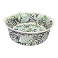 A picture of a Polish Pottery 10" Deep Round Baker (Scattered Ferns) | Z155S-GZ39 as shown at PolishPotteryOutlet.com/products/deep-round-baker-scattered-ferns-z155s-gz39