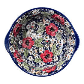 Polish Pottery 10" Deep Round Baker (Poppies & Posies) | Z155S-IM02 Additional Image at PolishPotteryOutlet.com