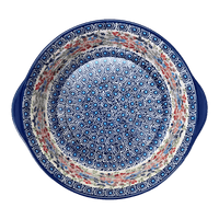 A picture of a Polish Pottery 10" Deep Round Baker (Festive Flowers) | Z155S-IZ16 as shown at PolishPotteryOutlet.com/products/deep-round-baker-festive-flowers-z155s-iz16