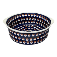 A picture of a Polish Pottery 10" Deep Round Baker (Pheasant Feathers) | Z155T-52 as shown at PolishPotteryOutlet.com/products/deep-round-baker-pheasant-feathers-z155t-52