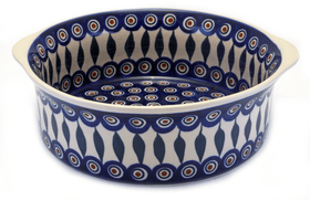 Polish Pottery 10" Deep Round Baker (Peacock) | Z155T-54 Additional Image at PolishPotteryOutlet.com