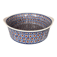 A picture of a Polish Pottery 10" Deep Round Baker (Chocolate Drop) | Z155T-55 as shown at PolishPotteryOutlet.com/products/deep-round-baker-chocolate-drop-z155t-55