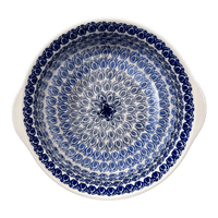 A picture of a Polish Pottery 10" Deep Round Baker (Tulip Blues) | Z155T-GP16 as shown at PolishPotteryOutlet.com/products/deep-round-baker-tulip-blues-z155t-gp16