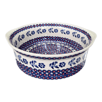 A picture of a Polish Pottery 10" Deep Round Baker (Swedish Flower) | Z155T-KLK as shown at PolishPotteryOutlet.com/products/deep-round-baker-klk-z155t-klk