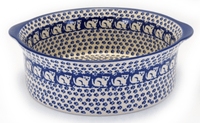 A picture of a Polish Pottery 10" Deep Round Baker (Kitty Cat Path) | Z155T-KOT6 as shown at PolishPotteryOutlet.com/products/deep-round-baker-kitty-cat-path-z155t-kot6