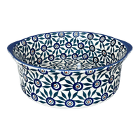 A picture of a Polish Pottery 10" Deep Round Baker (Peacock Parade) | Z155U-AS60 as shown at PolishPotteryOutlet.com/products/deep-round-baker-peacock-parade-z155u-as60