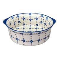 A picture of a Polish Pottery 10" Deep Round Baker (Diamond Quilt) | Z155U-AS67 as shown at PolishPotteryOutlet.com/products/deep-round-baker-diamond-quilt-z155u-as67