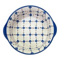 A picture of a Polish Pottery 10" Deep Round Baker (Diamond Quilt) | Z155U-AS67 as shown at PolishPotteryOutlet.com/products/deep-round-baker-diamond-quilt-z155u-as67