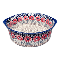 A picture of a Polish Pottery 10" Deep Round Baker (Falling Petals) | Z155U-AS72 as shown at PolishPotteryOutlet.com/products/deep-round-baker-falling-petals-z155u-as72