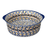 A picture of a Polish Pottery 10" Deep Round Baker (Kaleidoscope) | Z155U-ASR as shown at PolishPotteryOutlet.com/products/deep-round-baker-kaleidoscope-z155u-asr