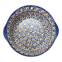A picture of a Polish Pottery 10" Deep Round Baker (Kaleidoscope) | Z155U-ASR as shown at PolishPotteryOutlet.com/products/deep-round-baker-kaleidoscope-z155u-asr
