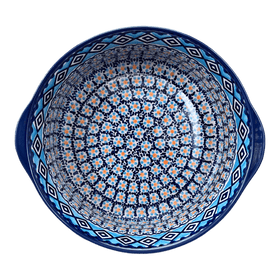 Polish Pottery 10" Deep Round Baker (Blue Diamond) | Z155U-DHR Additional Image at PolishPotteryOutlet.com