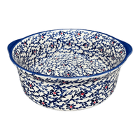 A picture of a Polish Pottery 10" Deep Round Baker (Blue Canopy) | Z155U-IS04 as shown at PolishPotteryOutlet.com/products/deep-round-baker-blue-canopy-z155u-is04