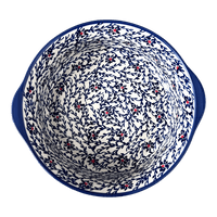 A picture of a Polish Pottery 10" Deep Round Baker (Blue Canopy) | Z155U-IS04 as shown at PolishPotteryOutlet.com/products/deep-round-baker-blue-canopy-z155u-is04