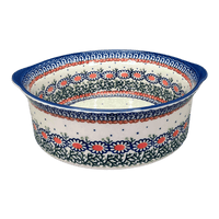 A picture of a Polish Pottery 10" Deep Round Baker (Daisy Chain) | Z155U-ST as shown at PolishPotteryOutlet.com/products/deep-round-baker-daisy-chain-z155u-st