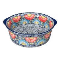 A picture of a Polish Pottery 10" Deep Round Baker (Fiesta) | Z155U-U1 as shown at PolishPotteryOutlet.com/products/deep-round-baker-fiesta-z155u-u1