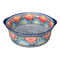 A picture of a Polish Pottery Baker, Round, Deep, 10" in "Fiesta" by Manufaktura | Z155U-U1 as shown at PolishPotteryOutlet.com/products/deep-round-baker-fiesta-z155u-u1