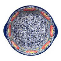 A picture of a Polish Pottery 10" Deep Round Baker (Fiesta) | Z155U-U1 as shown at PolishPotteryOutlet.com/products/deep-round-baker-fiesta-z155u-u1