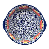 A picture of a Polish Pottery Baker, Round, Deep, 10" in "Fiesta" by Manufaktura | Z155U-U1 as shown at PolishPotteryOutlet.com/products/deep-round-baker-fiesta-z155u-u1