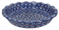 A picture of a Polish Pottery 12.5" Wavy Edge Baker (Blue on Blue) | Z160T-J109 as shown at PolishPotteryOutlet.com/products/wavy-edge-baker-blue-on-blue