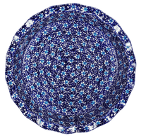 A picture of a Polish Pottery 12.5" Wavy Edge Baker (Blue on Blue) | Z160T-J109 as shown at PolishPotteryOutlet.com/products/wavy-edge-baker-blue-on-blue