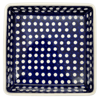 A picture of a Polish Pottery 8" Square Baker (Hello Dotty) | P151T-9 as shown at PolishPotteryOutlet.com/products/8-square-baker-hello-dotty-p151t-9
