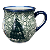 Polish Pottery Small Belly Mug (Winter Cabin) | WR14N-AB1 at PolishPotteryOutlet.com