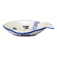 A picture of a Polish Pottery Small Fish Platter (Butterfly Garden) | S014T-MOT1 as shown at PolishPotteryOutlet.com/products/small-fish-platter-butterfly-garden-s014t-mot1
