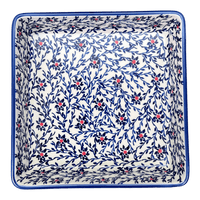 A picture of a Polish Pottery 8" Square Baker (Blue Canopy) | P151U-IS04 as shown at PolishPotteryOutlet.com/products/8-square-baker-blue-canopy-p151u-is04
